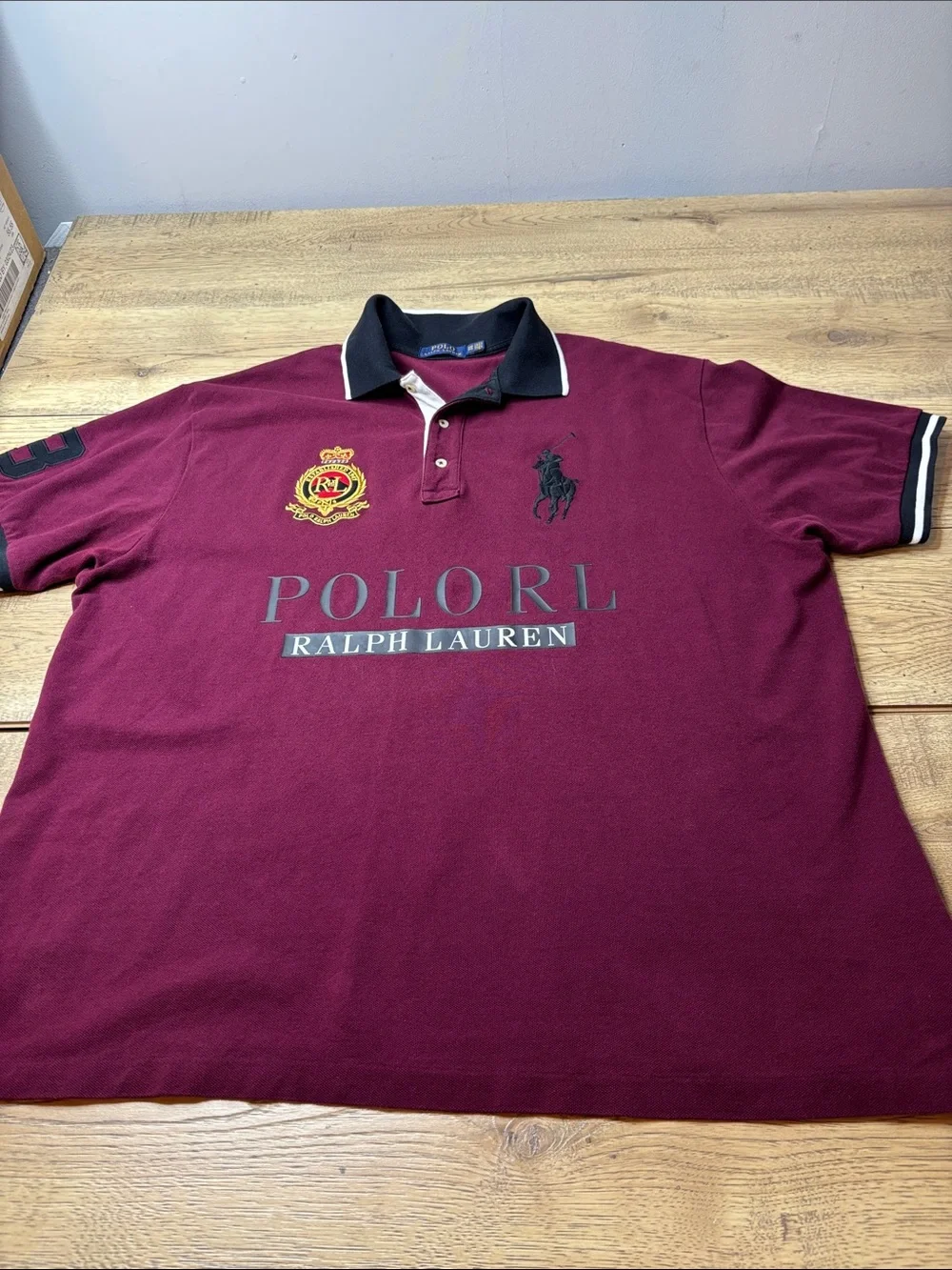 Ralph Lauren Men's Burgundy Polo with Big Pony and Embroidered Crest Size 1XB